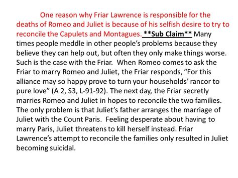 quotes friar lawrence|why is friar lawrence responsible for death.